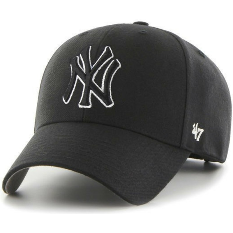 47-brand-curved-brim-black-and-white-logo-black-logo-new-york-yankees-mlb-mvp-black-snapback-cap