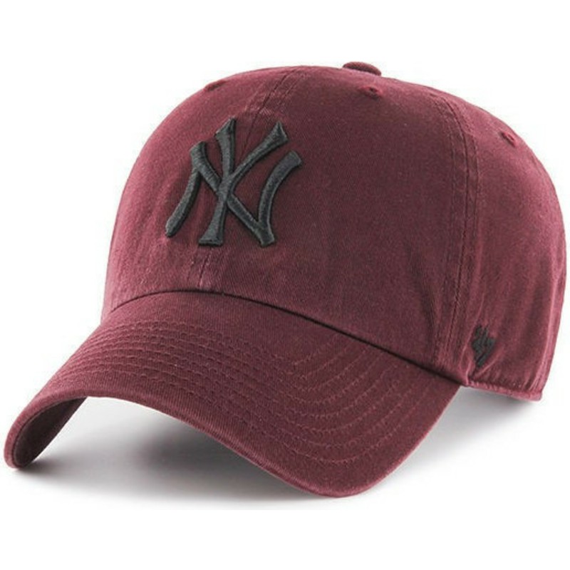 47-brand-curved-brim-black-logo-new-york-yankees-mlb-clean-up-maroon-cap