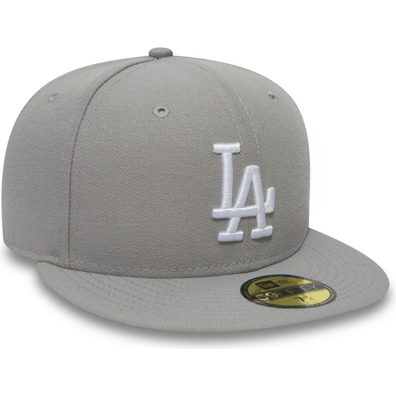 New Era Flat Brim 59FIFTY Essential Los Angeles Dodgers MLB Grey Fitted ...