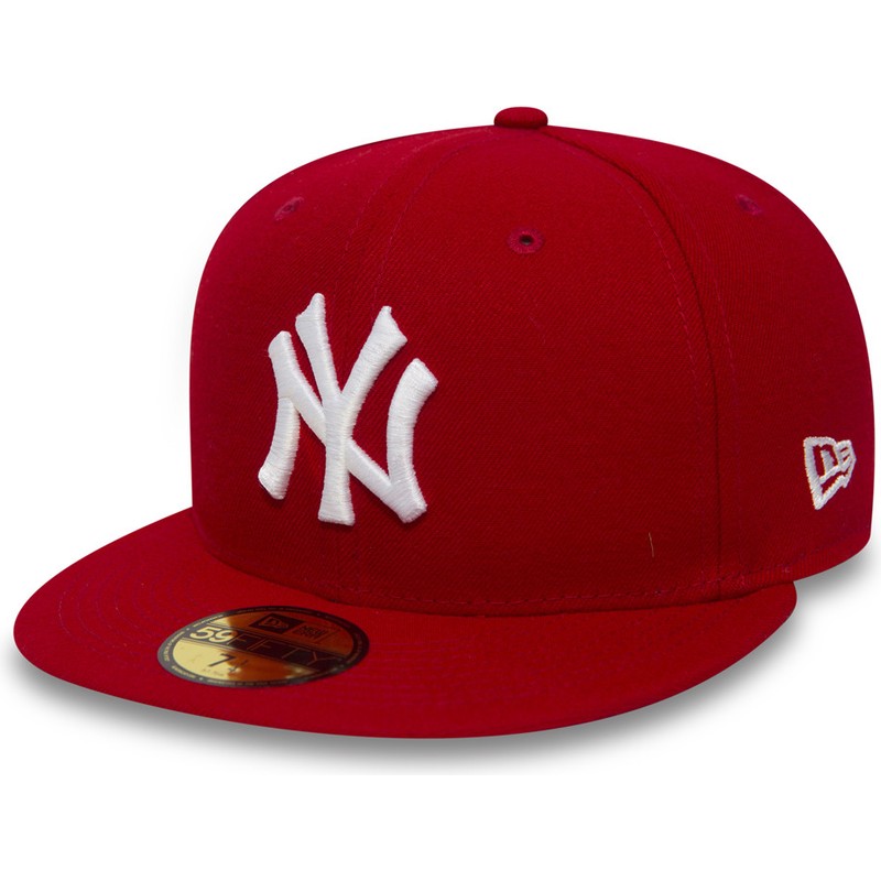 New Era Flat Brim 59FIFTY Essential New York Yankees MLB Red Fitted Cap 