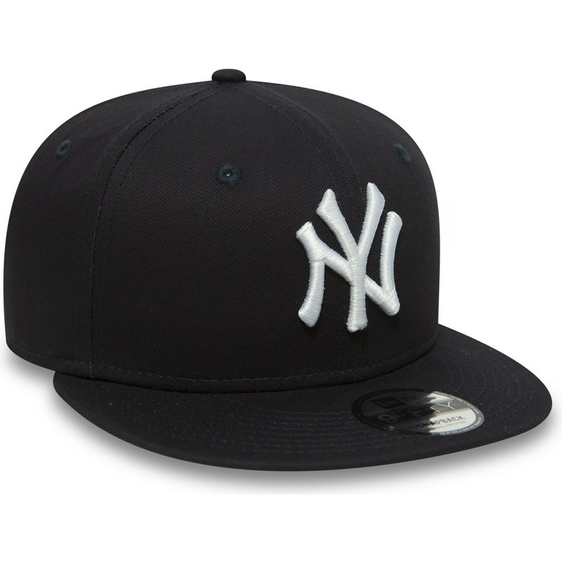 new-era-flat-brim-white-logo-9fifty-essential-new-york-yankees-mlb-navy-blue-snapback-cap