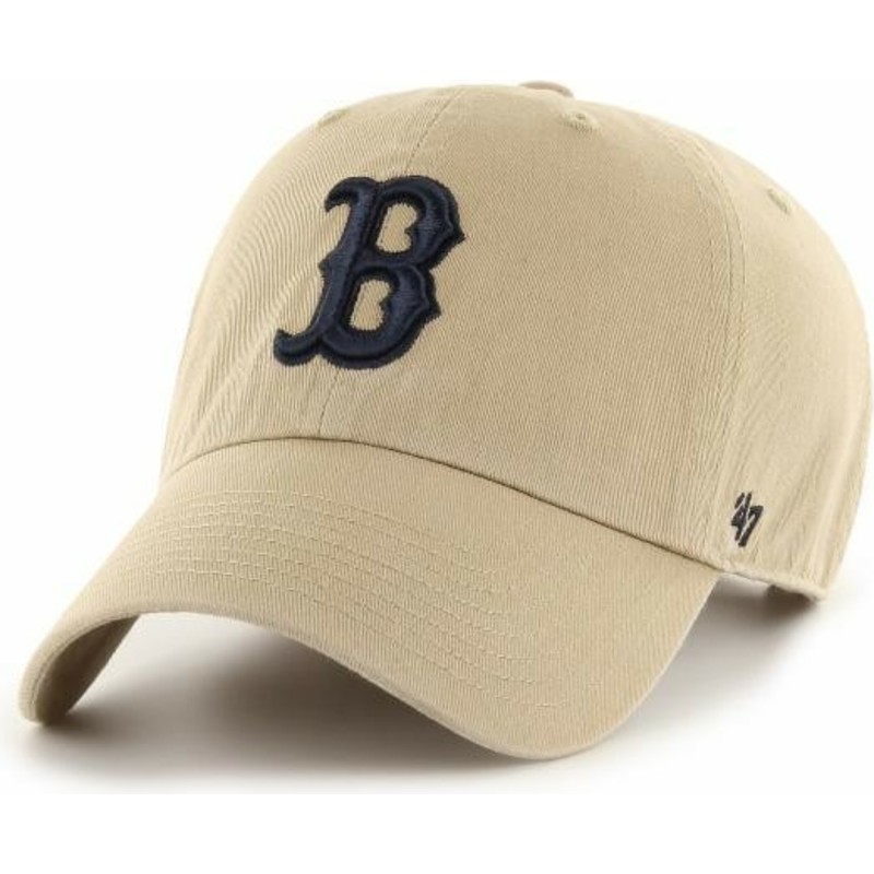 47-brand-curved-brim-black-logo-boston-red-sox-mlb-clean-up-beige-cap