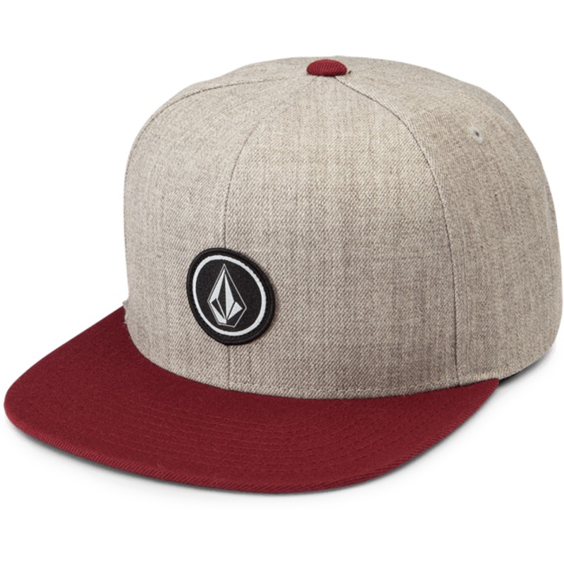 volcom-flat-brim-crimson-quarter-twill-grey-snapback-cap-with-red-visor