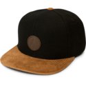 volcom-flat-brim-charred-quarter-fabric-black-snapback-cap-with-brown-visor
