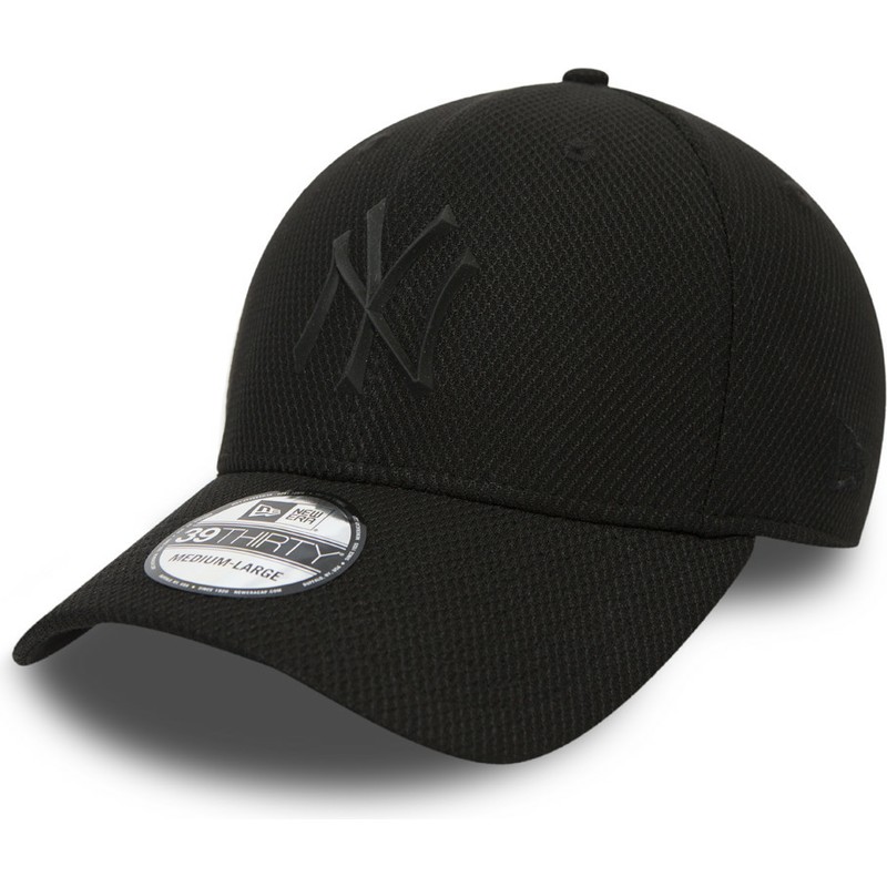 new-era-curved-brim-youth-black-logo-39thirty-rubber-prime-new-york-yankees-mlb-black-fitted-cap
