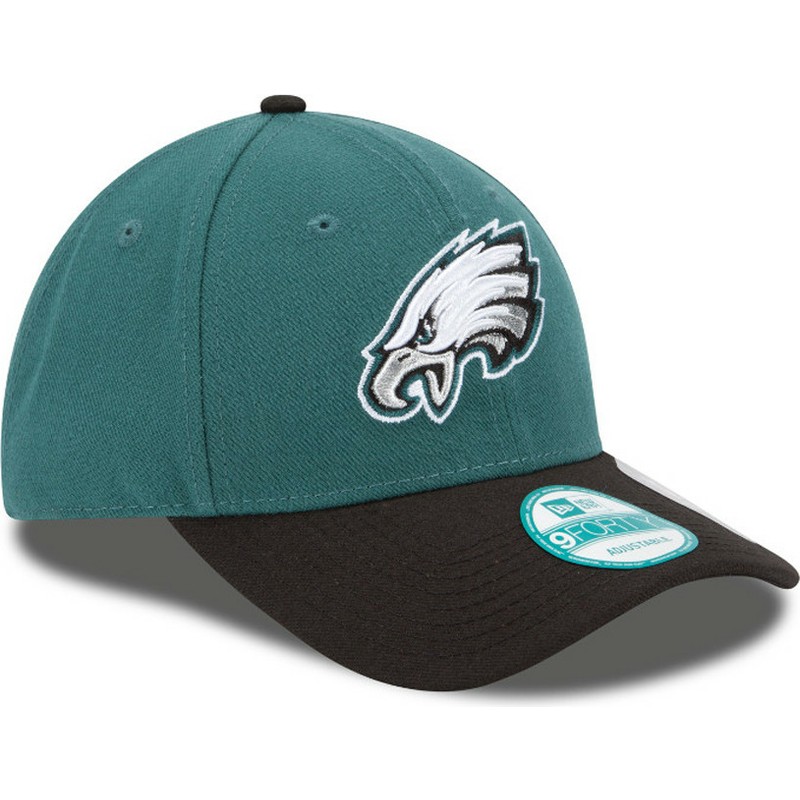 new-era-curved-brim-9forty-the-league-philadelphia-eagles-nfl-green-and-black-adjustable-cap