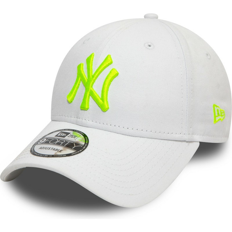 New Era Curved Brim Green Logo 9FORTY League Essential Neon New York ...