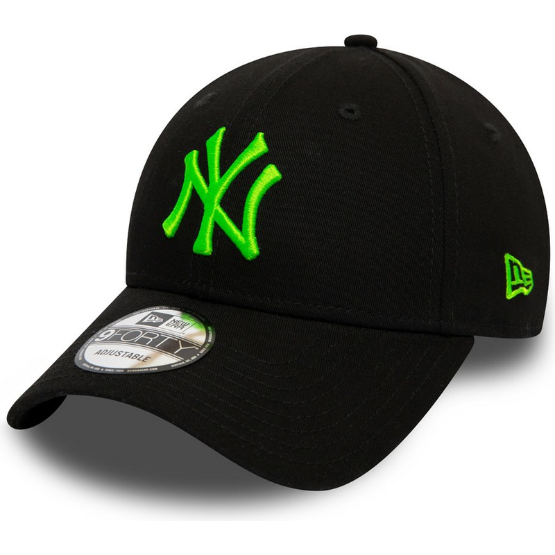 New Era Curved Brim Green Logo 9FORTY League Essential Neon New York