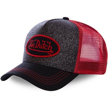 Von Dutch FLAK RED Black and Red Trucker Hat