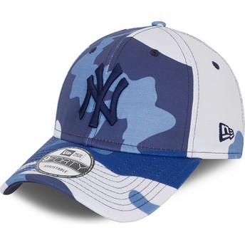New Era Curved Brim Black Logo 9FORTY New York Yankees MLB Camouflage and Blue Adjustable Cap