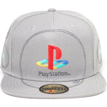 Difuzed Flat Brim PlayStation Logo Sony Grey Snapback Cap