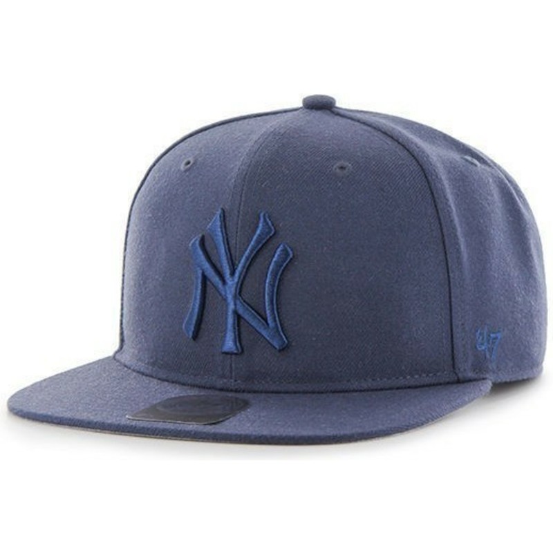 47-brand-flat-brim-large-logo-new-york-yankees-mlb-no-shot-blue-snapback-cap