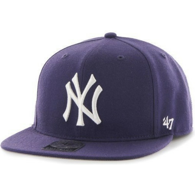 47-brand-flat-brim-side-logo-mlb-new-york-yankees-smooth-purple-snapback-cap
